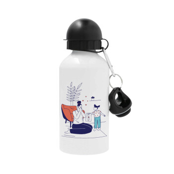 Mothers Day, Flat, Metal water bottle, White, aluminum 500ml