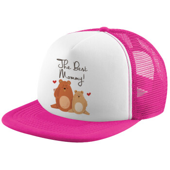 Mothers Day, bears, Καπέλο Soft Trucker με Δίχτυ Pink/White 