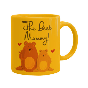 Mothers Day, bears, Κούπα, κεραμική κίτρινη, 330ml (1 τεμάχιο)