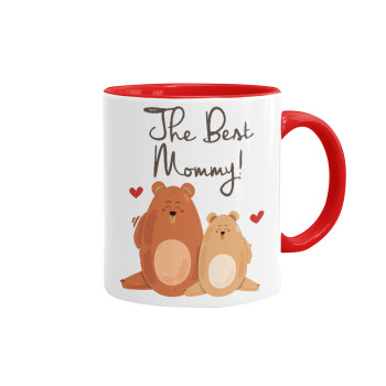 Mothers Day, bears, Mug colored red, ceramic, 330ml