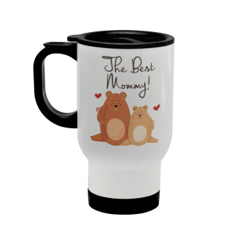 Mothers Day, bears, Stainless steel travel mug with lid, double wall white 450ml