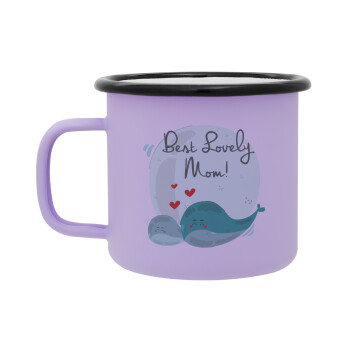 Mothers Day, whales, Κούπα Μεταλλική εμαγιέ ΜΑΤ Light Pastel Purple 360ml