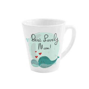 Mothers Day, whales, Κούπα κωνική Latte Λευκή, κεραμική, 300ml