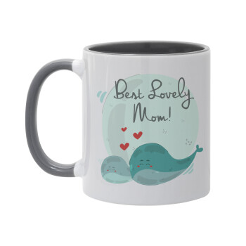 Mothers Day, whales, Mug colored grey, ceramic, 330ml