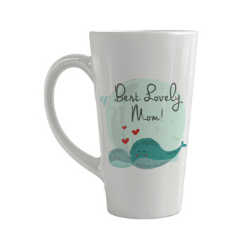 Mothers Day, whales, Κούπα κωνική Latte Μεγάλη, κεραμική, 450ml