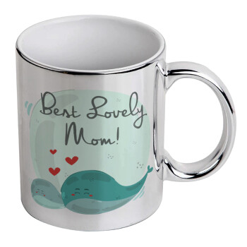 Mothers Day, whales, Mug ceramic, silver mirror, 330ml