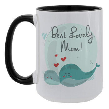 Mothers Day, whales, Κούπα Mega 15oz, κεραμική Μαύρη, 450ml