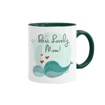 Mothers Day, whales, Mug colored green, ceramic, 330ml