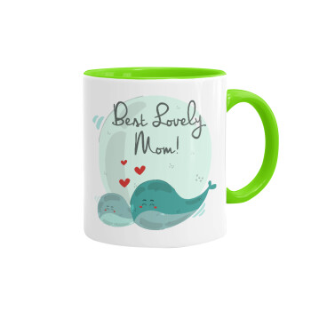 Mothers Day, whales, Mug colored light green, ceramic, 330ml