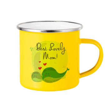 Mothers Day, whales, Yellow Enamel Metallic Cup 360ml