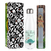 Easter candle, metallic white thermos bottle (500ml) & aromatic flat candle (30cm) (GRAY)