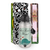 Easter Set, metallic Silver aluminum water bottle (500ml) & scented flat Easter candle (30cm) (PINK)