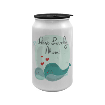Mothers Day, whales, Κούπα ταξιδιού μεταλλική με καπάκι (tin-can) 500ml