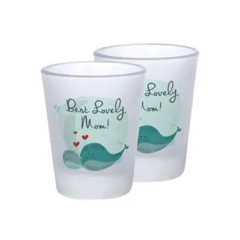 Mothers Day, whales, Σφηνοπότηρα γυάλινα 45ml του πάγου (2 τεμάχια)