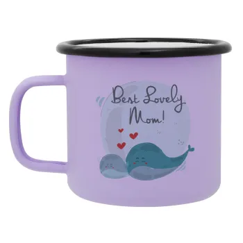 Mothers Day, whales, Κούπα Μεταλλική εμαγιέ ΜΑΤ Light Pastel Purple 360ml
