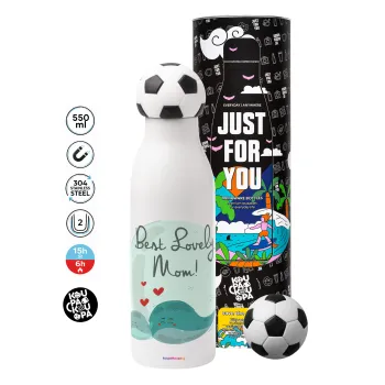 Mothers Day, whales, Soccer Metal mug thermos, double wall, 550ml