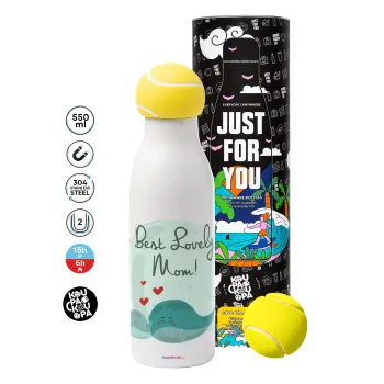 Mothers Day, whales, Tennis ball Metal mug thermos White, double wall, 550ml