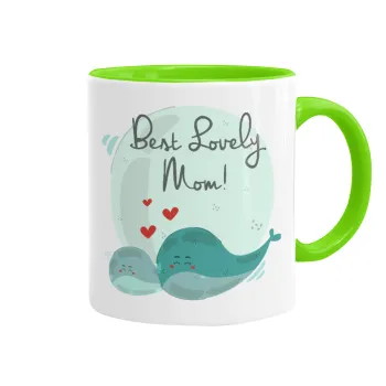 Mothers Day, whales, Κούπα χρωματιστή βεραμάν, κεραμική, 330ml