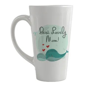 Mothers Day, whales, Κούπα κωνική Latte Μεγάλη, κεραμική, 450ml