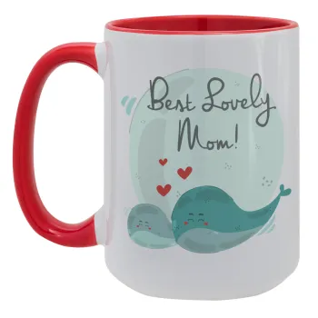 Mothers Day, whales, Κούπα Mega 15oz, κεραμική Κόκκινη, 450ml