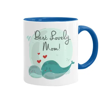 Mothers Day, whales, Κούπα χρωματιστή μπλε, κεραμική, 330ml
