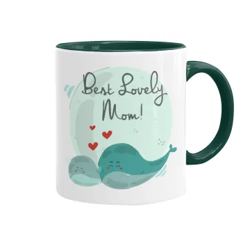 Mothers Day, whales, Mug colored green, ceramic, 330ml