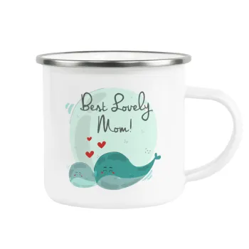 Mothers Day, whales, Κούπα Μεταλλική εμαγιέ λευκη 360ml