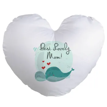 Mothers Day, whales, Μαξιλάρι καναπέ καρδιά 40x40cm περιέχεται το  γέμισμα