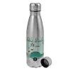 Metallic water bottle, stainless steel, 750ml