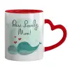 Mug heart red handle, ceramic, 330ml