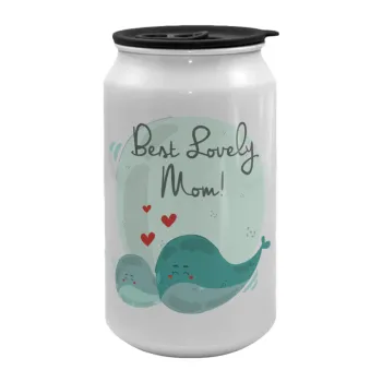 Mothers Day, whales, Κούπα ταξιδιού μεταλλική με καπάκι (tin-can) 500ml