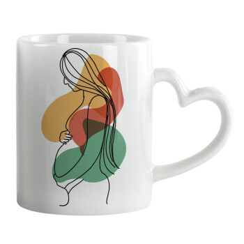 Women pregnant, Mug heart handle, ceramic, 330ml