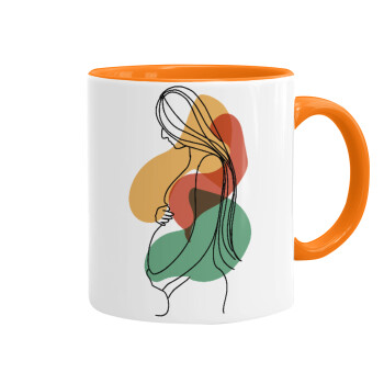 Women pregnant, Mug colored orange, ceramic, 330ml