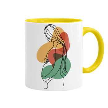Women pregnant, Mug colored yellow, ceramic, 330ml