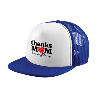 Thanks mom for everything, Καπέλο Ενηλίκων Soft Trucker με Δίχτυ Blue/White (POLYESTER, ΕΝΗΛΙΚΩΝ, UNISEX, ONE SIZE)