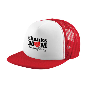 Thanks mom for everything, Καπέλο Soft Trucker με Δίχτυ Red/White 