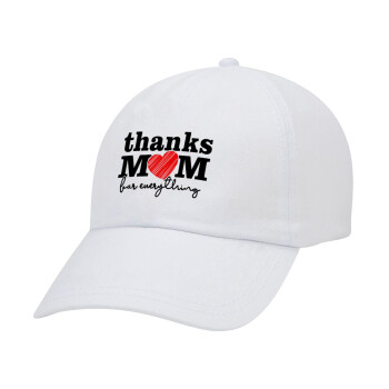 Thanks mom for everything, Καπέλο ενηλίκων Jockey Λευκό (snapback, 5-φύλλο, unisex)