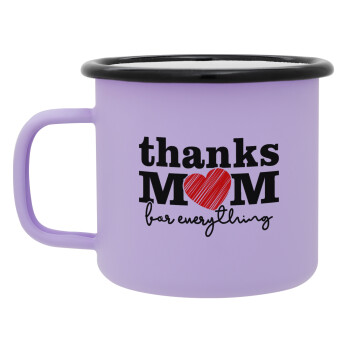 Thanks mom for everything, Κούπα Μεταλλική εμαγιέ ΜΑΤ Light Pastel Purple 360ml