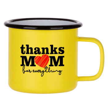 Thanks mom for everything, Metallic enamel MATT Yellow cup 360ml