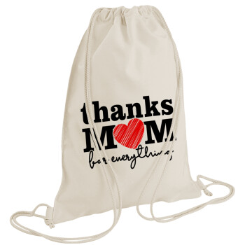 Thanks mom for everything, Τσάντα πλάτης πουγκί GYMBAG natural (28x40cm)