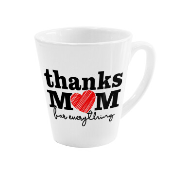 Thanks mom for everything, Κούπα κωνική Latte Λευκή, κεραμική, 300ml