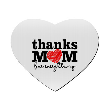 Thanks mom for everything, Mousepad heart 23x20cm