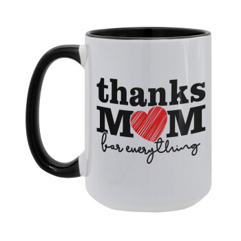 Thanks mom for everything, Κούπα Mega 15oz, κεραμική Μαύρη, 450ml