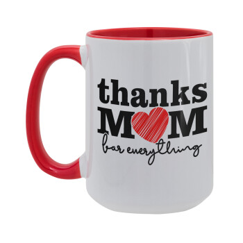 Thanks mom for everything, Κούπα Mega 15oz, κεραμική Κόκκινη, 450ml