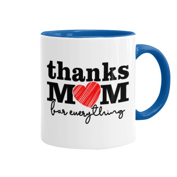 Thanks mom for everything, Mug colored blue, ceramic, 330ml