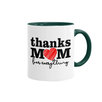 Thanks mom for everything, Mug colored green, ceramic, 330ml