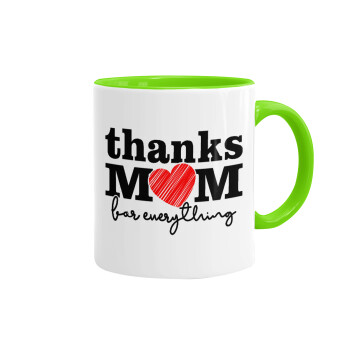 Thanks mom for everything, Mug colored light green, ceramic, 330ml