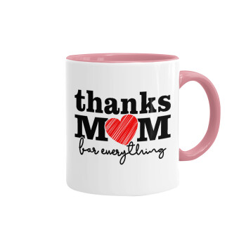 Thanks mom for everything, Mug colored pink, ceramic, 330ml