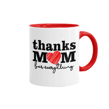 Thanks mom for everything, Mug colored red, ceramic, 330ml