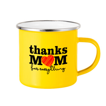 Thanks mom for everything, Yellow Enamel Metallic Cup 360ml